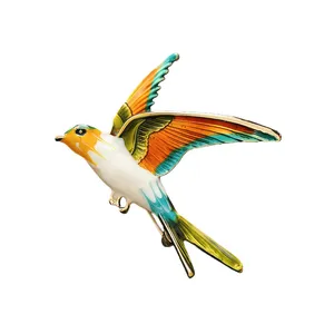 เข็มกลัดรูปดอกไม้ประดับมุกชุบทองบนโลหะผสมสังกะสีรูปนกสัตว์น่ารัก ของขวัญงานแต่งงานระดับไฮเอนด์ เครื่องประดับเสื้อสำหรับงานปาร์ตี้ - Product Image 5