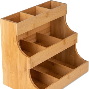 Estante de almacenamiento de bolsitas de té de bambú de madera, organizador de escritorio de 3 niveles para cápsulas de té y café, estante para bebidas - Product Image 5