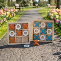 Jeu de société interactif XO en bois sur le thème des animaux de la nature pour enfants, entraînement à la logique et au raisonnement, jeu de table double