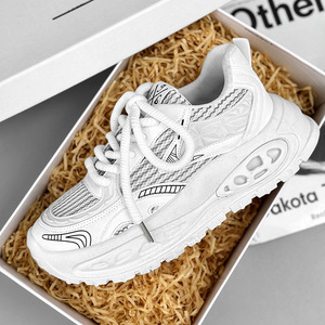 Man's Breathable Mesh Chunky Dad Sneakers Lightweight Thick Sole Lace Up Sporty Casual Urban Daily Walking Style Shoes - Product Image 4