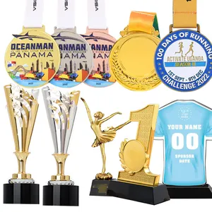 Nhà sản xuất tùy chỉnh bán buôn thể thao giải thưởng kim loại Trophy huy chương plauqes và danh hiệu