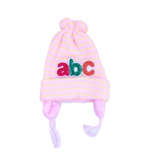 Cappello a righe con paraorecchie e bottone, in morbida maglia, unisex per bambini e bambine, autunno inverno - Product Image 5