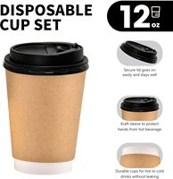 Gobelet jetable en papier double paroi, écologique, biodégradable, 12 oz/16 oz, avec revêtement alimentaire, avec couvercle et manchon, pour café chaud