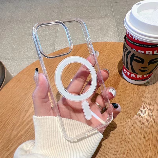 Magnetic Phone case for iPhone Wireless Charging Clear PC Phone Case for iPhone 17 16 15 14 13 12 Pro Max Shockproof Transparent