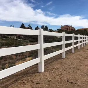 Fentech clôture de paddock à cheval en plastique Pvc, clôture de poteau et de rail, clôture de ranch