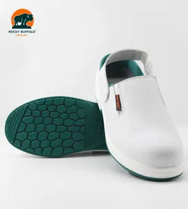 Rocky Buffalo S1 sepatu keamanan, standar Slip minyak ESD Anti statis putih sandal dengan jari kaki baja
