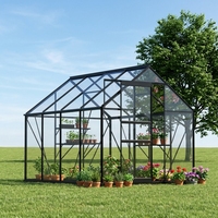 Mini serre de jardin, couverte de plaques de polycarbonate, structure en aluminium, kit de serre de jardin de taille moyenne