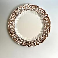 Assiettes de présentation de table en plastique rose doré, 13 pouces, vintage, élégantes, avec bordure fleurie rétro brillante, pour mariage