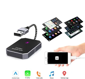 Boyi akıllı Dongle için Iphone Android oto 2 in 1 kablosuz Carplay dönüştürücü radyo multimedya Video Usb araba oyun Adapte Ai kutusu