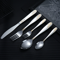 Ensemble de couverts de luxe en acier inoxydable 410 poli miroir, couteau de table, cuillère à dessert, cuillère à café pour hôtel et restaurant