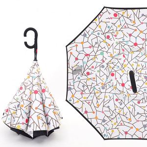 Paraguas Plegable Manual Invertido con Diseño Clásico de Flores, Personalizado con Logotipo, Resistente al Viento, para Adultos - Product Image 2