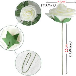 25pcs fleurs artificielles fausses fleurs roses avec tige pour bricolage bouquets de <span class=keywords><strong>mariage</strong></span> fête décorations pour la maison - Product Image 2
