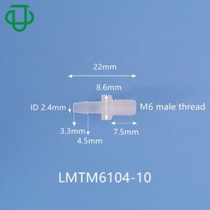 Filetage mâle en nylon blanc M6 18/"(3.2mm)ID Tube Barb Connecteur Tuyau Barbelé Raccords de tubes Raccords filetés en plastique - Product Image 5