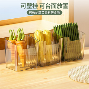 Hanging Spice Storage Basket With Metal Clamps For Kitchen Wall Mount Garlic Ginger Organizer Transparent Container 3061 - Product Image 2