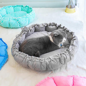 Factory Wholesale Modern Round <strong>Doghouse</strong> Washable Coral Fleece Pet Bed with Printed Pumpkin Nest <strong>Design</strong> for Dogs - Product Image 3