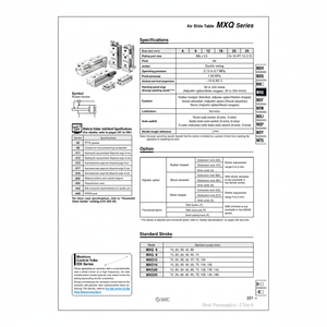 MXQ8-20BS ตั้งโต๊ะแบบมีรางสไลด์ระบบนิวเมติก SMC สำหรับอุปกรณ์จัดการวัสดุ - Product Image 1