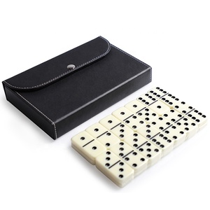 Juego de Dominó de 28 Piezas Color Marfil con Estuche de Cuero PU Negro, Dominó Doble Seis Popular - Product Image 5