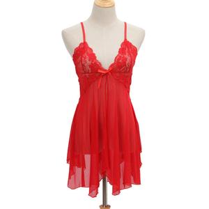 Conjunto <span class=keywords><strong>de</strong></span> Lencería Romántica Transparente y Seductora <span class=keywords><strong>de</strong></span> Estilo Europeo y Americano, Camisón Sexy con Tirantes - Product Image 4