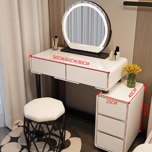 Mesa Ajustable Multifuncional Nórdica Blanca Moderna de Lujo para Sala de Estar, Espejo Iluminado para Maquillaje y Vestidor Pequeño para Niñas, Uso en Hoteles - Product Image 5