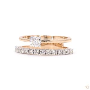 Bague élégante en or et diamants pour femme, véritable bijou scintillant, cadeau de mariage ou de fiançailles, style classique pour un usage quotidien - Product Image 2