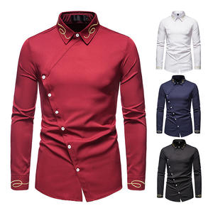 Chemises blanches pour hommes, <span class=keywords><strong>chemise</strong></span> veste <span class=keywords><strong>homme</strong></span>, produits <span class=keywords><strong>tendance</strong></span> <span class=keywords><strong>2022</strong></span>, <span class=keywords><strong>chemise</strong></span> sociale à manches longues à boutons obliques irréguliers pour hommes, <span class=keywords><strong>chemise</strong></span> habillée - Product Image 5