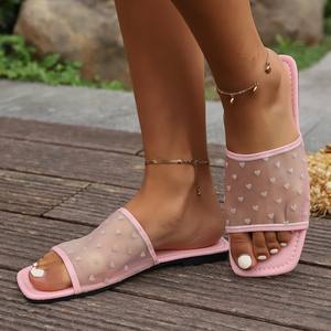 Sandales décontractées pour femmes, mules et claquettes d'été en cuir PU, sandales plates à bout carré tendance, vente en gros - Product Image 3