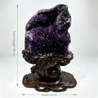 Kristal Amethyst Bunga Geode Alami Uruguay LARISSA, Spesimen Kristal Ukiran Tangan Desain Awan, Ujung Kristal Berkilau, Batu Mentah