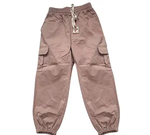 children Girls cargo pants Spring Summer trendy full length cotton Pants khaki black bottoms Trousers Wholesale 1-14 Years