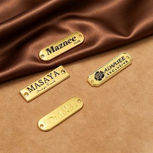 Custom Metal Garment Labels Rectangle Shape Gravure Printing Embossing Stitch Main Labels for Clothing - Product Image 6