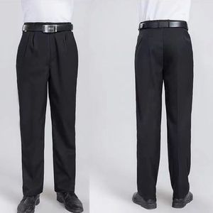 Men's <b>Black</b> Straight Leg <b>Work</b> <b>Pants</b> Polyester Fabric Restaurant Uniforms - Product Image 1