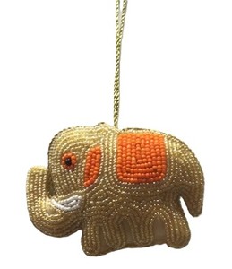 Adorno navideño de elefante hecho a mano con cuentas y bordados, a menudo utilizado como decoración festiva para el hogar, colgante, precio al por mayor. - Product Image 2