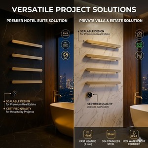 Sèche-serviettes électrique mural intelligent en acier inoxydable 304, finition or brossé de luxe, avec minuterie numérique, pour salle de bain (vente en gros) - Product Image 6