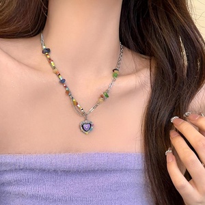 Collares de Cuentas Coloridos <span class=keywords><strong>y</strong></span> Brillantes Estilo Y2K para Mujeres <span class=keywords><strong>y</strong></span> Niñas, Collar con Colgante de Corazón <span class=keywords><strong>y</strong></span> Flor, Joyería de <span class=keywords><strong>Amistad</strong></span> - Product Image 5