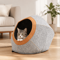 Maison pour chat semi-fermée classique et moderne, lit-caverne en tissu doux avec ouverture spacieuse pour le sommeil et les cachettes des chats d'intérieur