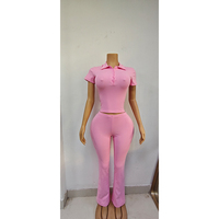 Ensemble deux pièces Y2K pour femme : Polo et pantalon personnalisables avec logo – Tenue décontractée été 2026 en coton et élasthanne, couleur unie – Vente en gros