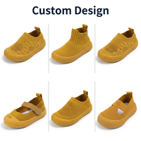 Chaussures de marche pour bébés filles en tricot personnalisé, fermeture auto-agrippante, légères, respirantes, antidérapantes, baskets plates décontractées, tige en polyester
