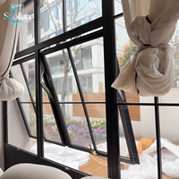 Ventana Abatible de Aluminio Estilo Francés Personalizada con Vidrio Decorativo de Privacidad para Arquitectura de Villas