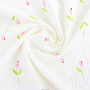उच्च गुणवत्ता वाले कम्बेड बुनी कस्टम पुष्प पैटर्न मुद्रित डबल गेज क्रेंकल बुलबुला कपड़े मध्यम वजन वस्त्र तौलिया लड़कियों - Product Image 2