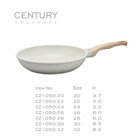 CENTURY Poêle à frire antiadhésive 2024 22cm revêtue de marbre Ustensiles de cuisine de qualité alimentaire Cuisinière à haute induction Aluminium Métal