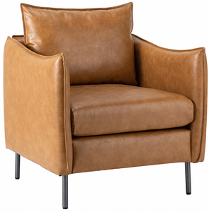 Sillón Clásico de Madera y Cuero, Construcción Robusta y Duradera, Acolchado Suave y Cómodo, Perfecto para la Sala de Estar - Product Image 4