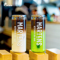Expédition rapide, canettes en PET transparentes de 11 oz (330 ml) et 14 oz (400 ml) pour boissons, logo personnalisé, canettes en PET avec couvercles
