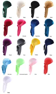 Sẵn Sàng Để Tàu Cao Cấp Nhung Durag 360 Sóng Thêm Dài Dây Đeo Headwraps Làm Rag Người Đàn Ông Durags