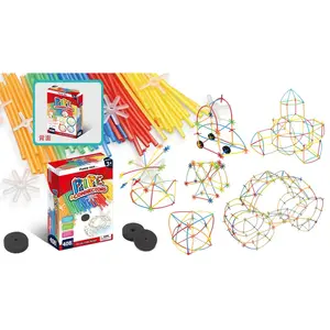 Safe Eco Friendly Funny Pipe Connector Block Toy 408pcs Diy Assemble Toy Plastic Straw Stem Building Block