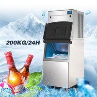 Machine à glaçons commerciale 200 kg/24 h, refroidissement par eau/air, garantie 1 an - Machine à glaçons en petits cubes pour restaurants et hôtels