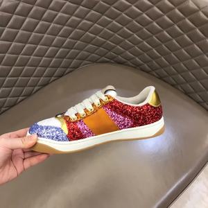 Customized luxurious designer brand breathable sequined platform high-heel anti-slip sports shoes with <b>laces</b> - Product Image 2