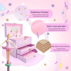 Boîte à musique rotative <span class=keywords><strong>en</strong></span> MDF avec matériaux écologiques personnalisés, design <span class=keywords><strong>Princesse</strong></span>, à manivelle, boîte à bijoux musicale, prix d'usine - Product Image 3
