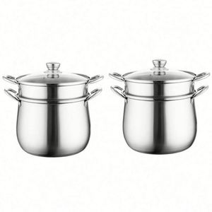Classic Eco-Friendly Stainless Steel Thickened Large Capacity Anti-Scalding Double Bottom Double Ears Handle <b>Soup</b> <b>Pot</b> Glass - Product Image 1
