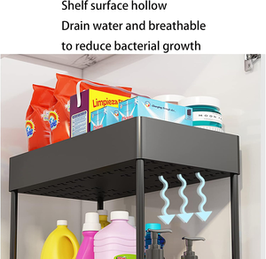 Organizzatore Sottolavello a Due Livelli in Plastica Multiuso, Cassetto Scorrevole con Ripiani, <span class=keywords><strong>Design</strong></span> Moderno per Cucina e Bagno - Product Image 6