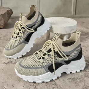 <span class=keywords><strong>JOYTIME</strong></span> Chaussures de sport pour femme, style sportif, nouvelle collection été, rehaussantes, décontractées, légères, avec semelle intérieure en mesh, à lacets, motif uni - Product Image 4