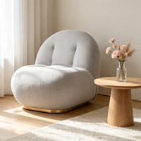 Fauteuil pivotant moderne CARLFORD, fauteuil d'appoint pour la maison, les bars, les bureaux et les chambres, fauteuil bouclé, fauteuil de luxe pour le salon